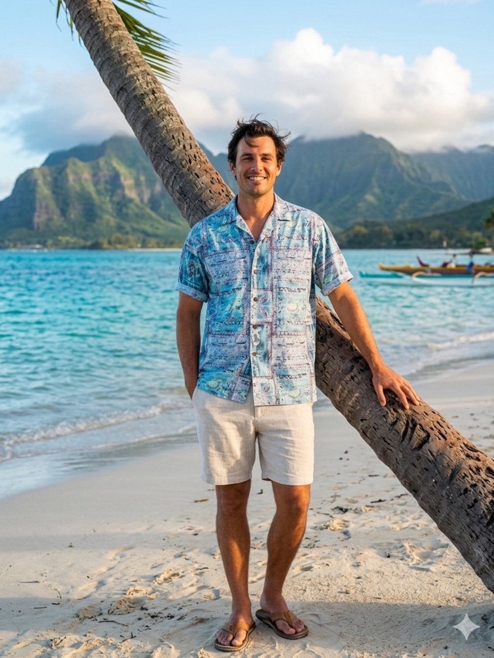 Ho Aloha Men's Large Y2K Hawaiian Shirt Made in Hawaii Honu Turtle Blue EUC